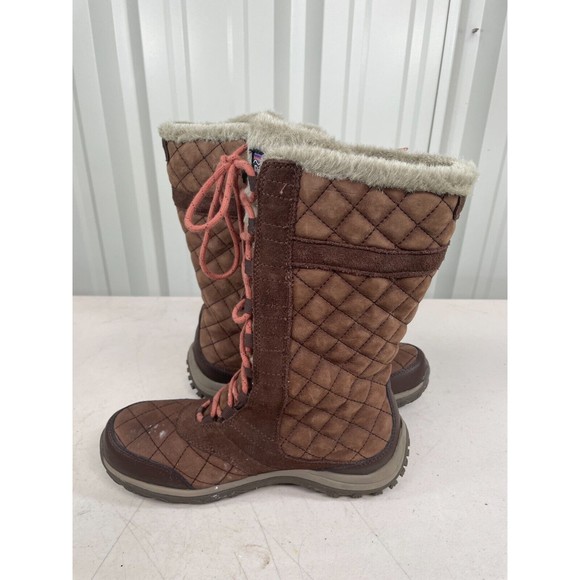 Patagonia Sable Brown Leather Faux Fur Lined Winter Boots Women's 7.5 Size - Picture 7 of 10